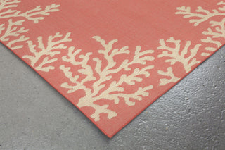 Trans Ocean Terrace Coral Bdr Orange Area Rug Corner Shot