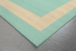 Trans Ocean Terrace Border Turquoise Area Rug by Liora Manne Corner Shot Feature
