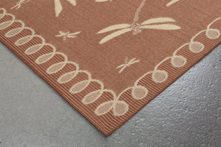 Trans Ocean Terrace Dragonfly Rust Area Rug by Liora Manne Corner Shot Feature