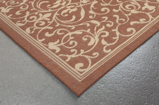 Trans Ocean Terrace Scroll Vine Rust Area Rug by Liora Manne Corner Shot Feature