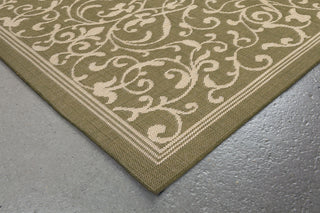 Trans Ocean Terrace Scroll Vine Green Area Rug by Liora Manne Corner Shot Feature