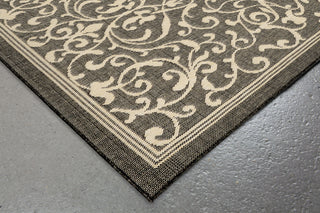 Trans Ocean Terrace Scroll Vine Grey Area Rug Corner Shot