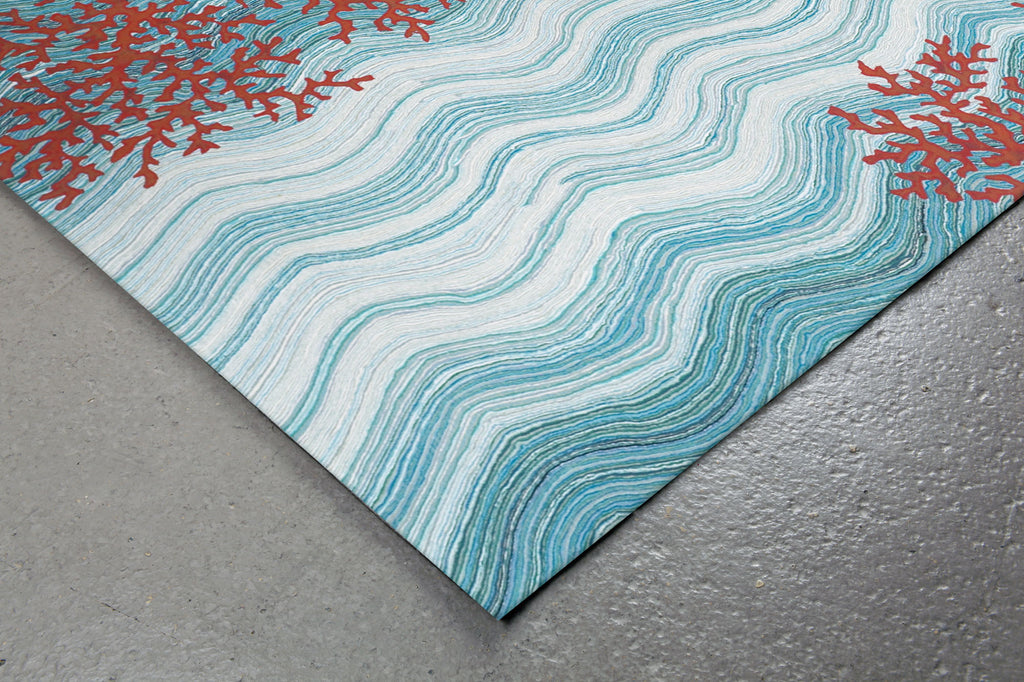 Trans Ocean Visions IV Coral Reef Blue Area Rug by Liora Manne Corner Shot Feature