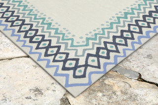 Trans Ocean Capri Ethnic Border Blue Area Rug Mirror by Liora Manne 