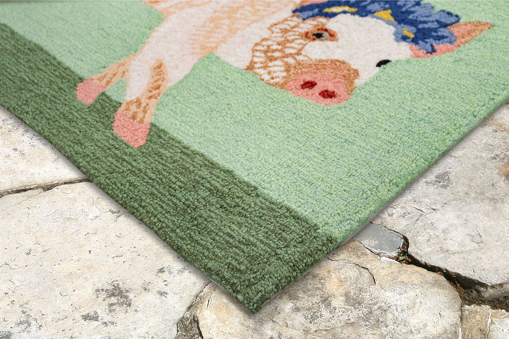 Trans Ocean Frontporch Pretty In Pig Green Area Rug by Liora Manne  Feature