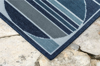 Trans Ocean Riviera Circles Navy Area Rug Mirror by Liora Manne 