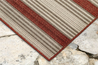 Trans Ocean Riviera Stripe Red Area Rug Mirror by Liora Manne 