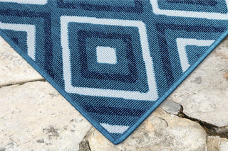 Trans Ocean Riviera Nested Diamond Navy Area Rug Mirror by Liora Manne 