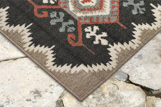 Trans Ocean Riviera Kilim Black Area Rug Mirror by Liora Manne 
