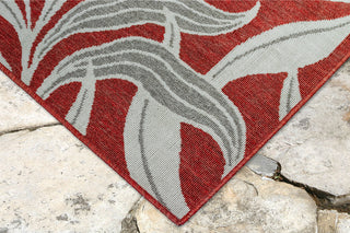 Trans Ocean Riviera Leaf Red Area Rug Mirror by Liora Manne 
