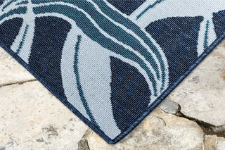 Trans Ocean Riviera Leaf Navy Area Rug Mirror by Liora Manne 