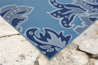Trans Ocean Riviera Ornamental Leaf Cool Area Rug Mirror by Liora Manne 
