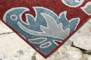 Trans Ocean Riviera Ornamental Leaf Red Area Rug Mirror by Liora Manne 