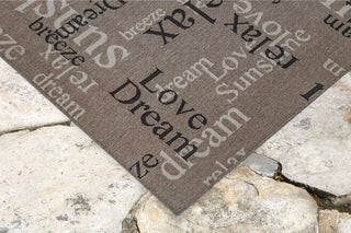 Trans Ocean Riviera Happy Words Taupe Area Rug Mirror by Liora Manne 