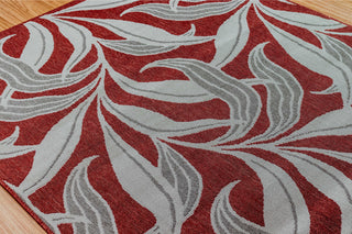 Trans Ocean Riviera Leaf Red Area Rug Mirror by Liora Manne 