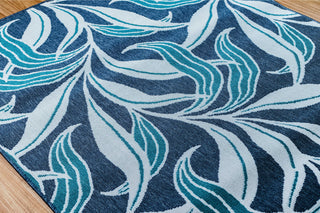 Trans Ocean Riviera Leaf Navy Area Rug Mirror by Liora Manne 