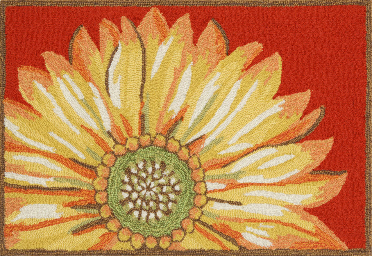 Trans Ocean Frontporch Sunflower Red Area Rug main image