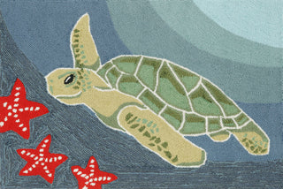 Trans Ocean Frontporch Sea Turtle Blue Area Rug main image