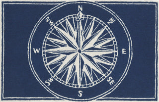 Trans Ocean Frontporch Compass Navy Area Rug Main