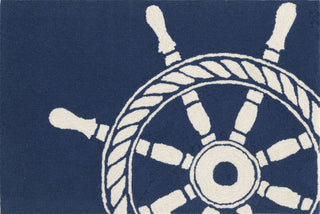 Trans Ocean Frontporch Ship Wheel Navy Area Rug Main