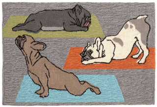 Trans Ocean Frontporch Yoga Dogs Grey Area Rug Main