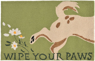 Trans Ocean Frontporch Wipe Your Paws Green Area Rug Main