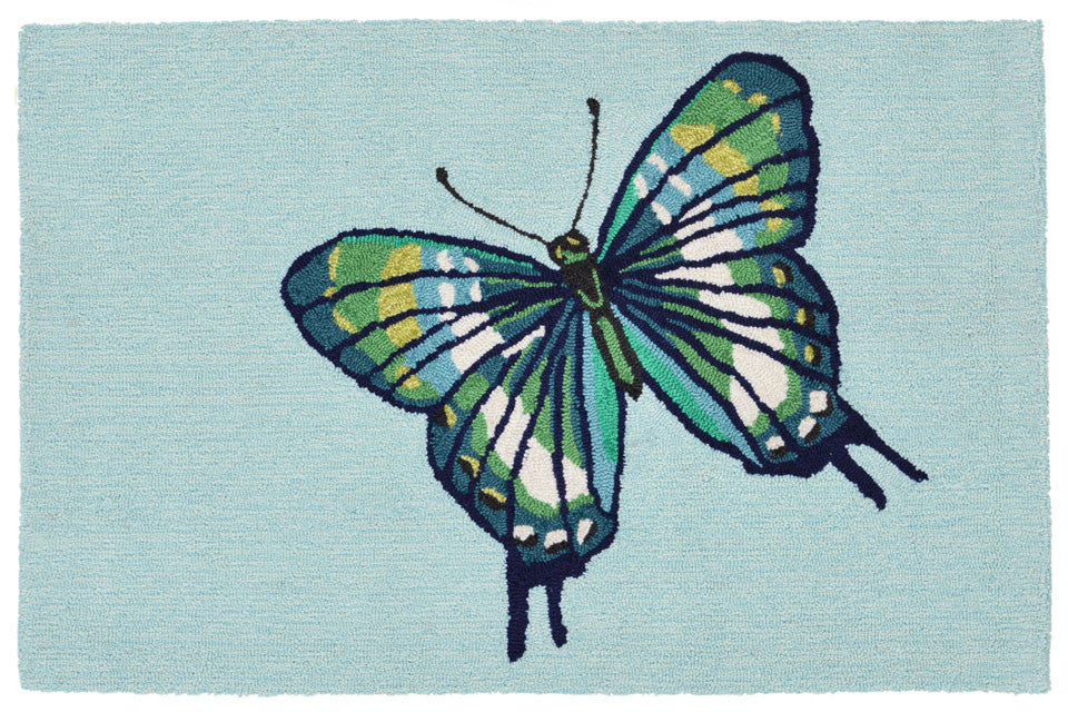 Trans Ocean Frontporch Butterfly Blue Area Rug main image