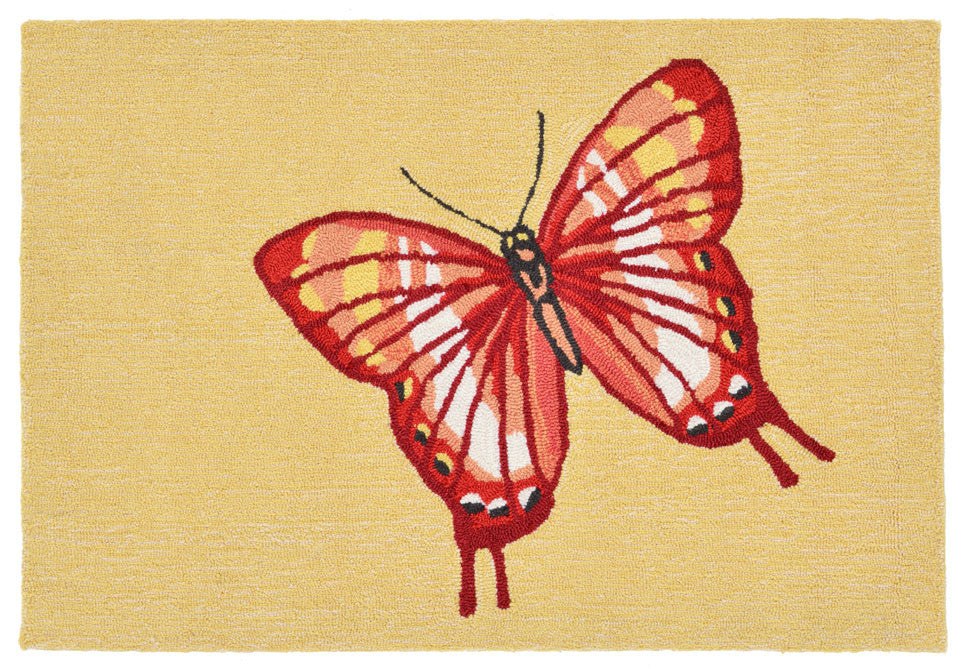 Trans Ocean Frontporch Butterfly Red Area Rug main image