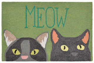 Trans Ocean Frontporch Meow Green Area Rug main image