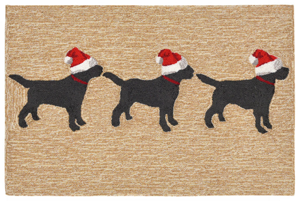 Trans Ocean Frontporch 3 Dogs Christmas Natural Area Rug main image