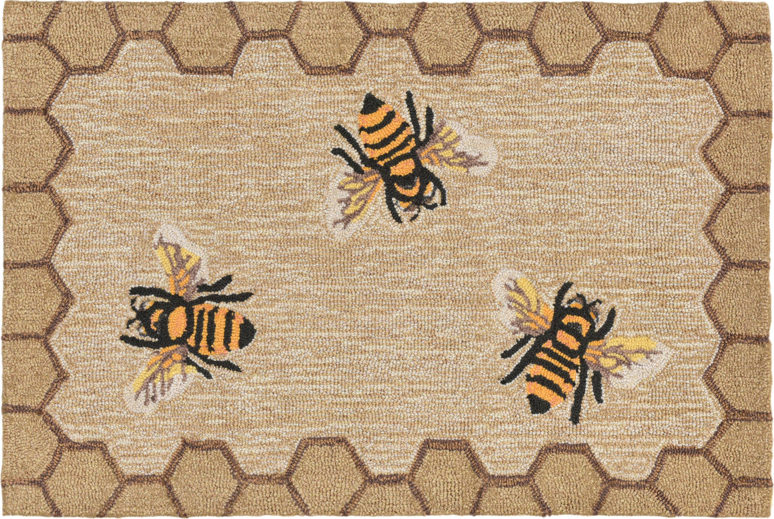 Trans Ocean Frontporch Honeycomb Bee Ivory/Cream Area Rug Mirror by Liora Manne main image