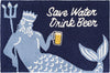 Trans Ocean Frontporch Save Water Drink Beer Navy Area Rug Mirror by Liora Manne main image