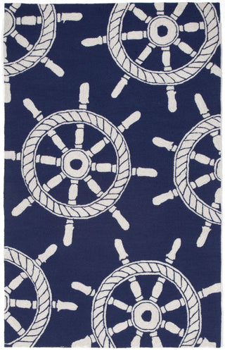 Trans Ocean Frontporch Ship Wheel Navy Area Rug Main