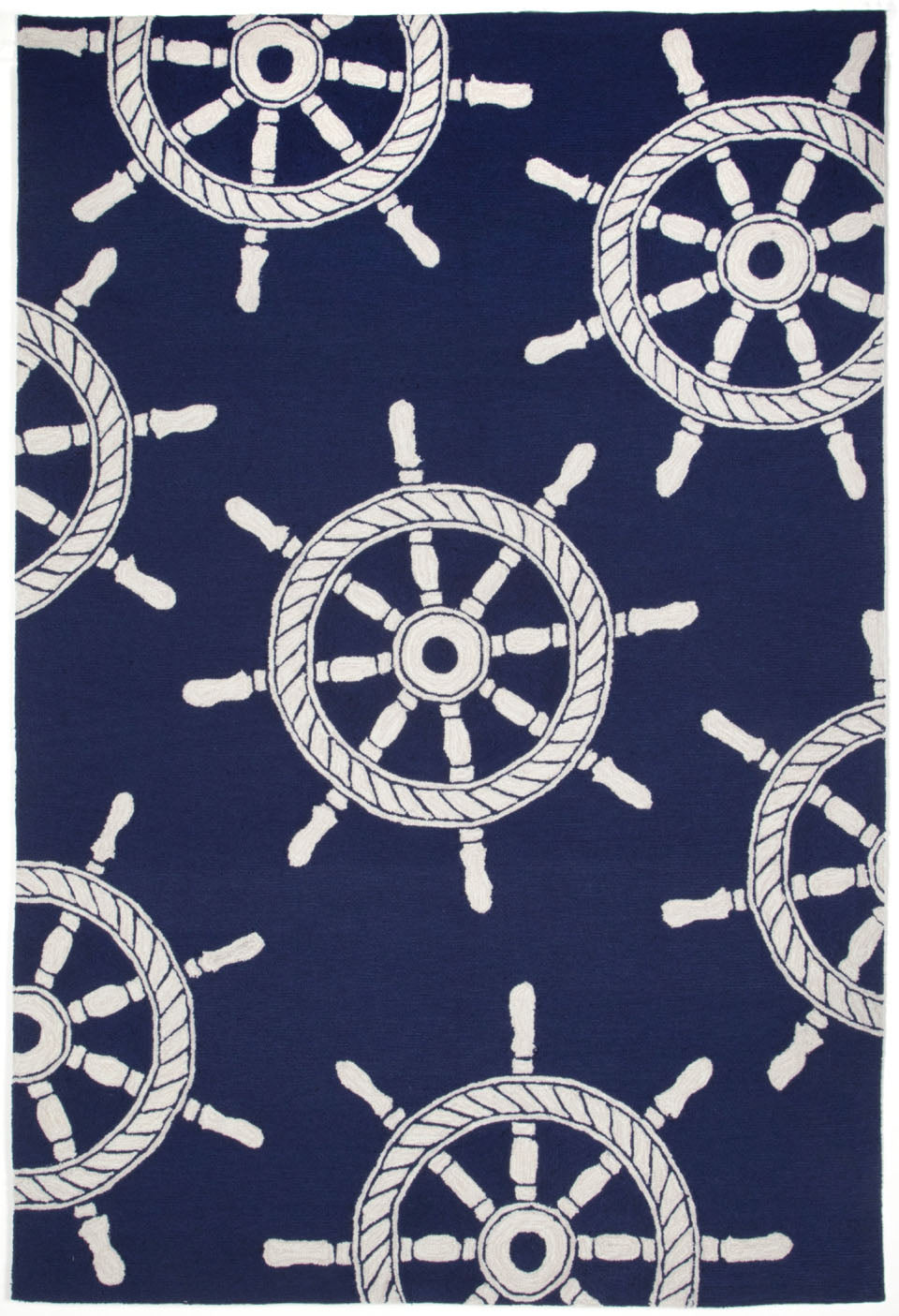 Trans Ocean Frontporch Ship Wheel Navy Area Rug by Liora Manne main image