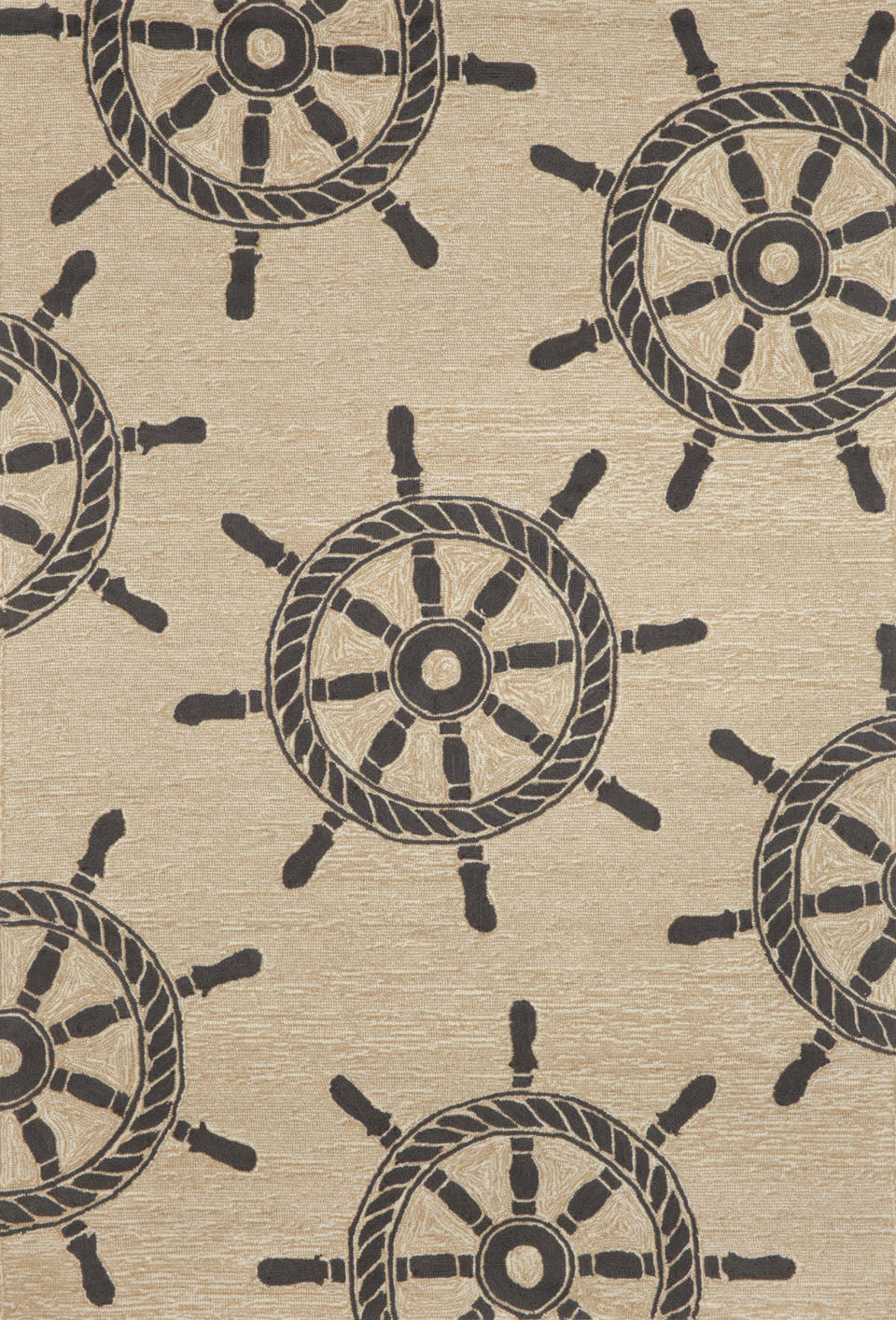 Trans Ocean Frontporch Ship Wheel Natural Area Rug by Liora Manne main image
