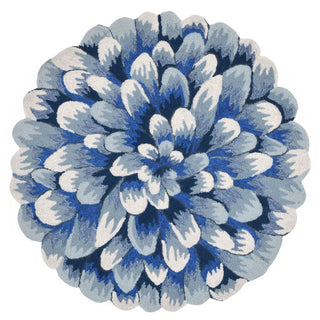 Trans Ocean Frontporch Mum Blue Area Rug 3' 0'' Round