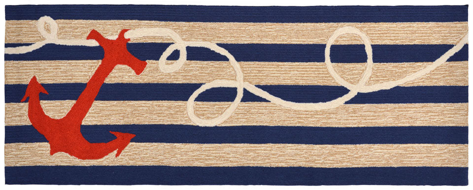 Trans Ocean Frontporch Anchor Navy Area Rug by Liora Manne main image