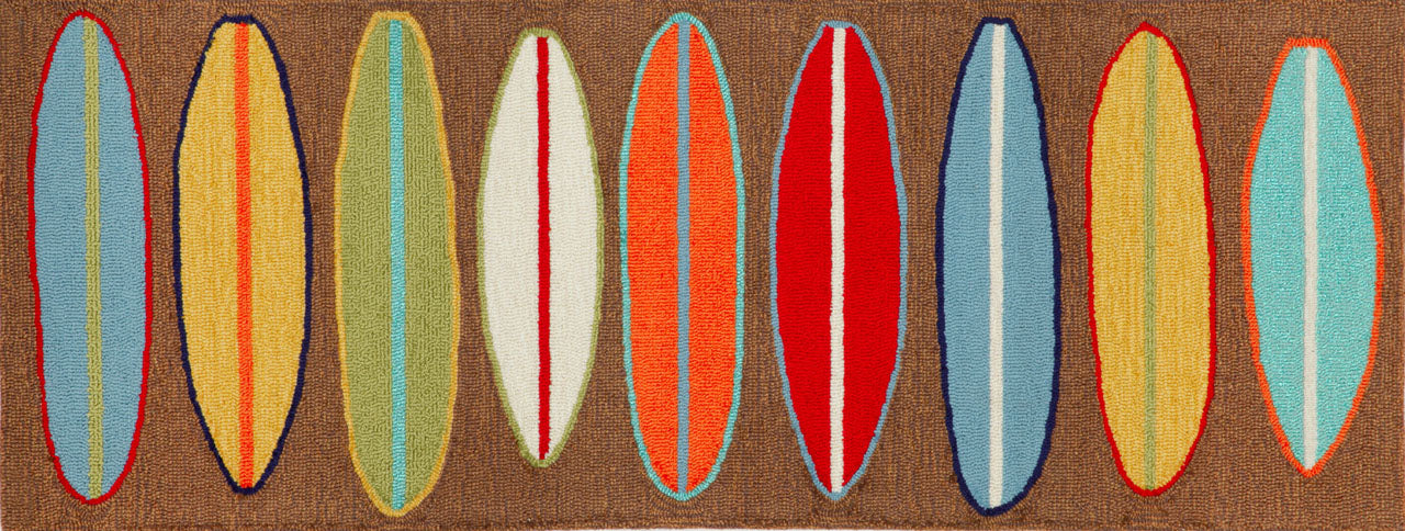 Trans Ocean Frontporch Surfboards Brown Area Rug by Liora Manne main image