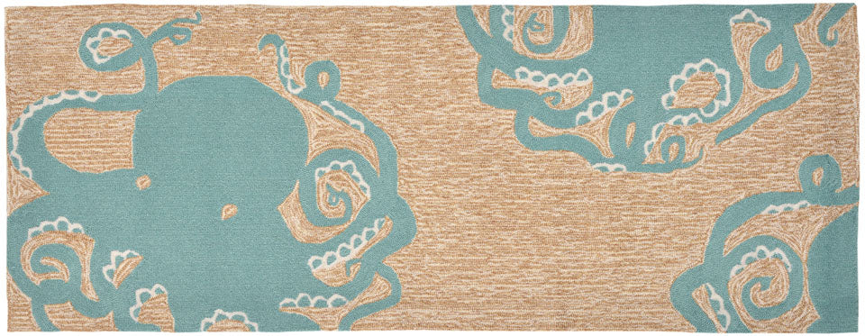 Trans Ocean Frontporch Octopus Blue Area Rug by Liora Manne main image