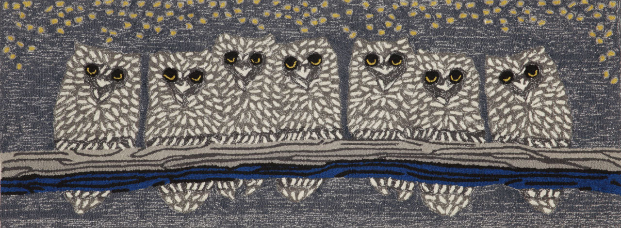 Trans Ocean Frontporch Owls Grey Area Rug by Liora Manne main image