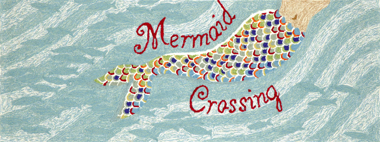 Trans Ocean Frontporch Mermaid Crossing Blue Area Rug by Liora Manne main image