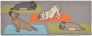 Trans Ocean Frontporch Yoga Dogs Grey Area Rug 2'3'' X 6'0'' Runner