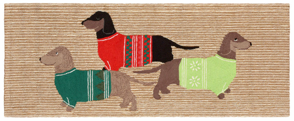 Trans Ocean Frontporch Holiday Hounds Natural Area Rug by Liora Manne main image