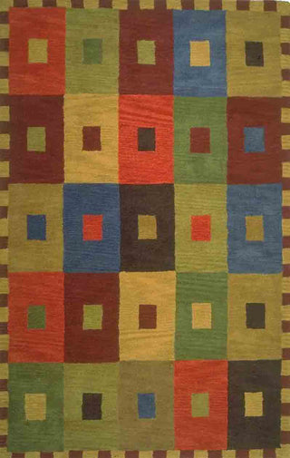 Trans Ocean Inca Squares Green Area Rug 5' 0'' X 8' 0''