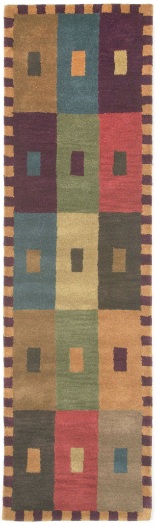 Trans Ocean Inca Squares Green Area Rug 2'3'' X 8'0'' Runner