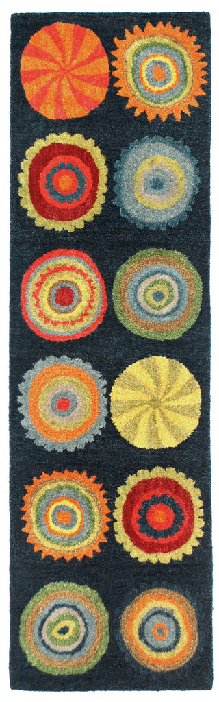 Trans Ocean Inca Pop Circles Blue Area Rug by Liora Manne 2'3'' X 8'0'' Runner