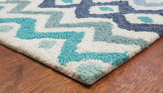 Trans Ocean Capri Ethnic Border Blue Area Rug Mirror by Liora Manne 