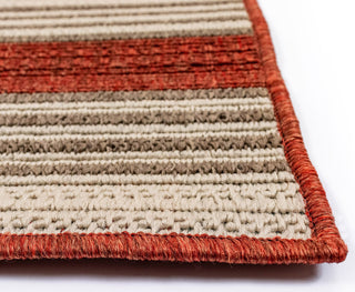 Trans Ocean Riviera Stripe Red Area Rug Mirror by Liora Manne 