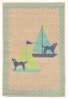Trans Ocean Playa Sailing Dogs Blue Area Rug Main