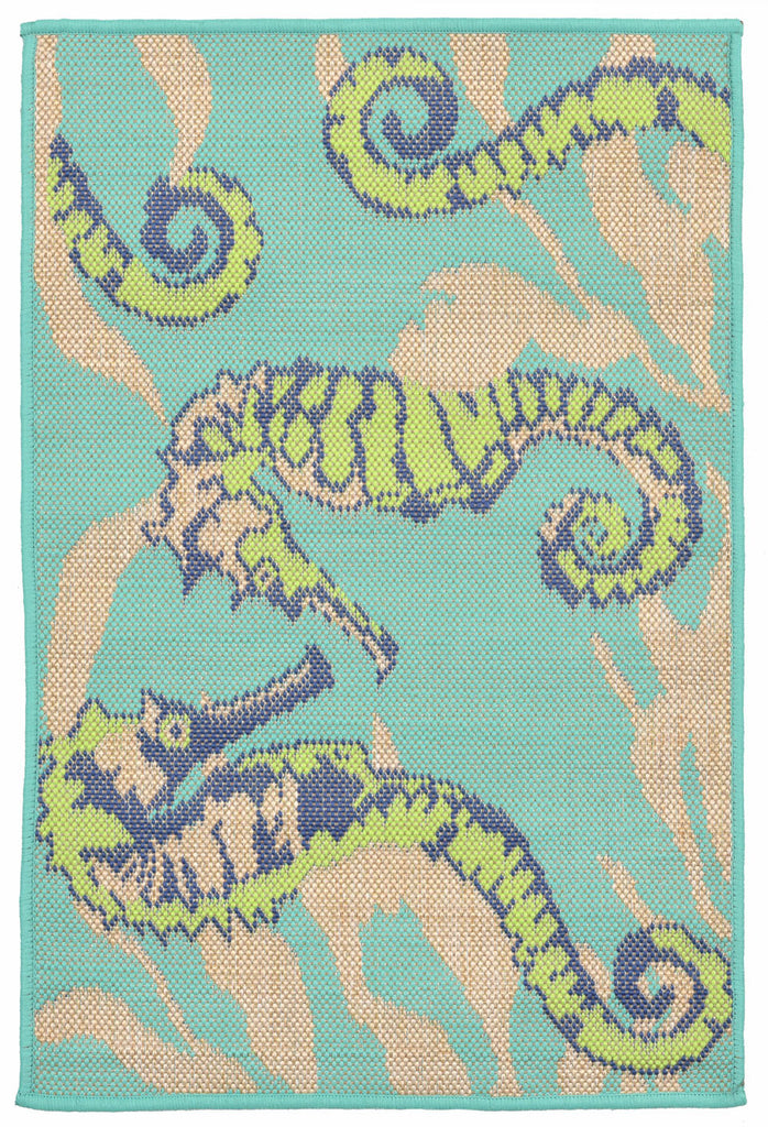 Trans Ocean Playa Seahorses Blue Area Rug 1' 11'' X 2' 11''